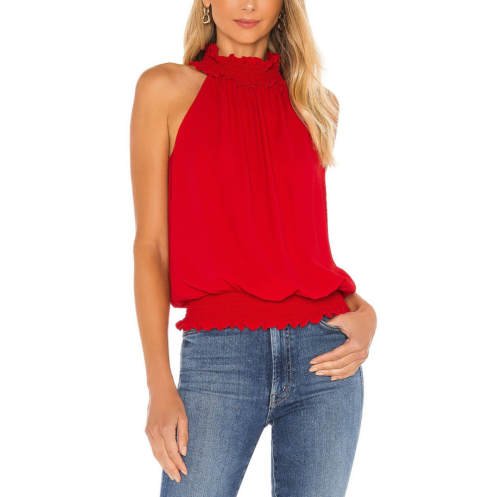 Amanda Uprichard 'Kimmie' Red Polyester Top Size S